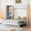Grand lit escamotable mural avec tablettes, garde-robe et lumières DEL, gris-1014946341