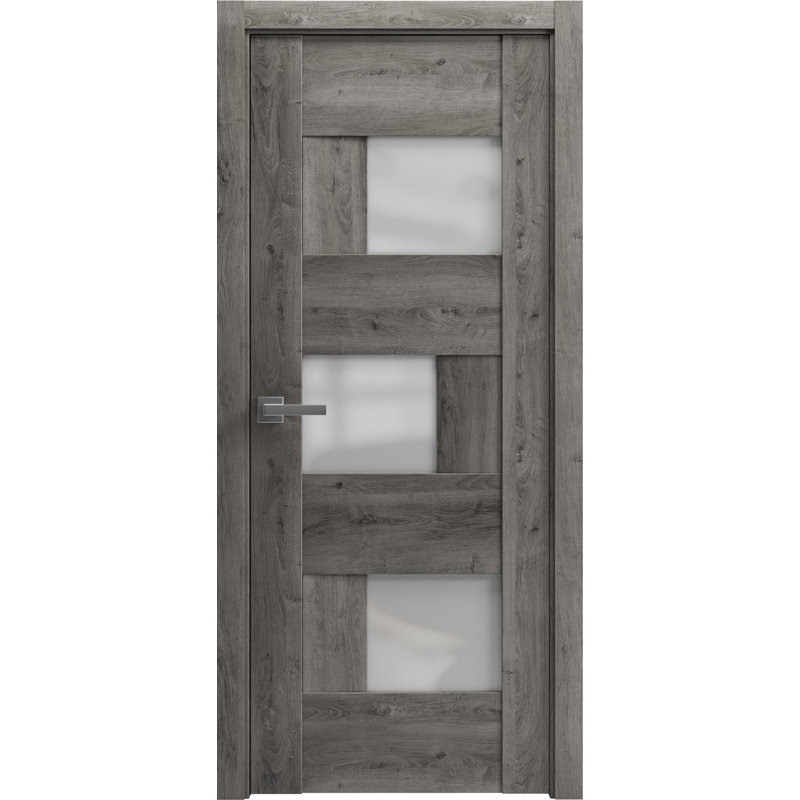 Porte française unie Sete | Avec verre givré | Poignée simple à panneau régulier | Portes de salle de bain robustes