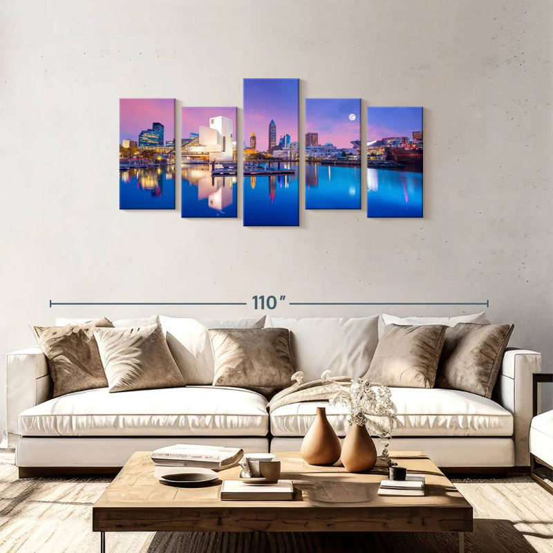  «Downtown Cleveland Skyline», H 37 po x l 74 po