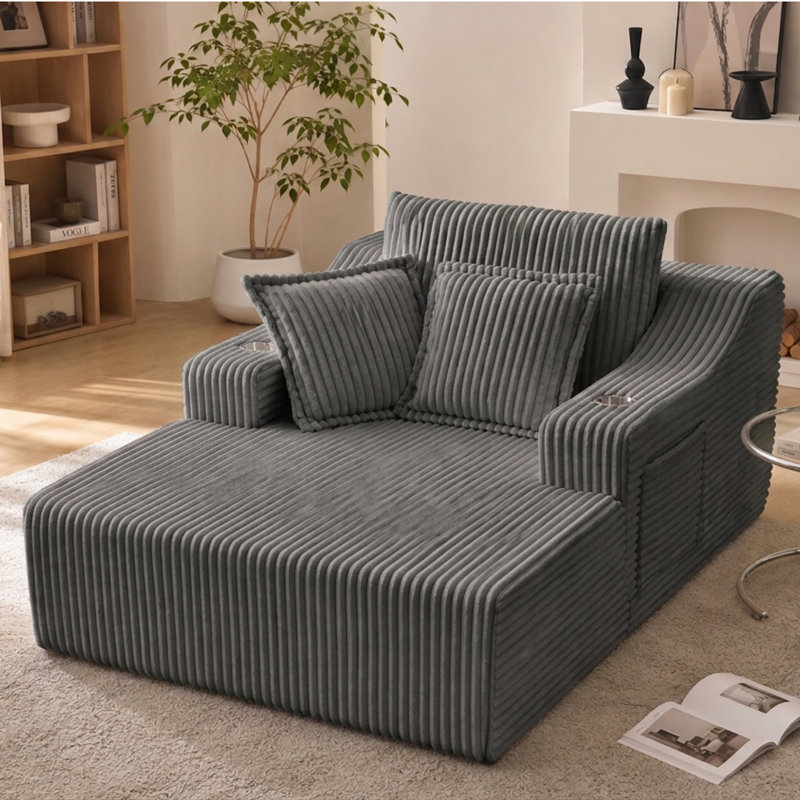 Canapé-lit rembourré 67 po avec coussins et 3 coussins d'intérieur 67 po, Gris
