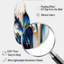 Abstrait géométrique en forme de marbre doré et bleu III - Art mural asymétrique en métal incurvé-105569742