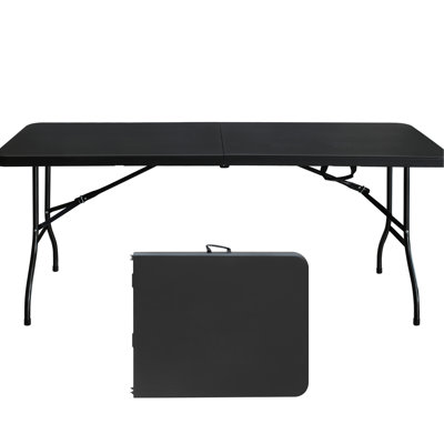 8Ft Folding Table, Black. For Camping, Picnic Expeditions. Heavy-Duty, Waterproof. High Load Bearing. Indoor/Outdoor Option Portable Table. Heavy-Duty For Outdoor Use. Available Choice