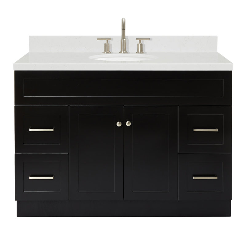 Abell 48.25'' Bathroom Vanity with Carrara Quartz Top, Black