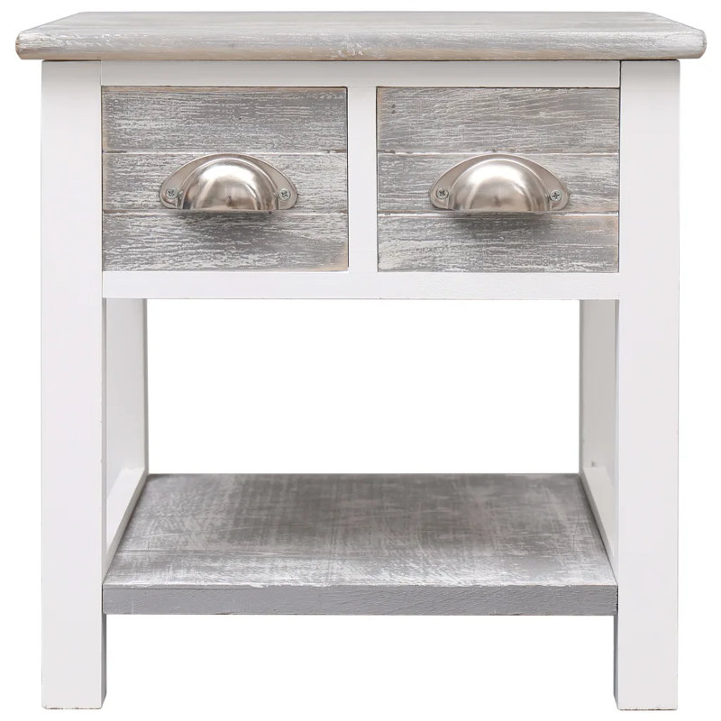 Maez Solid Wood End Table, Grey