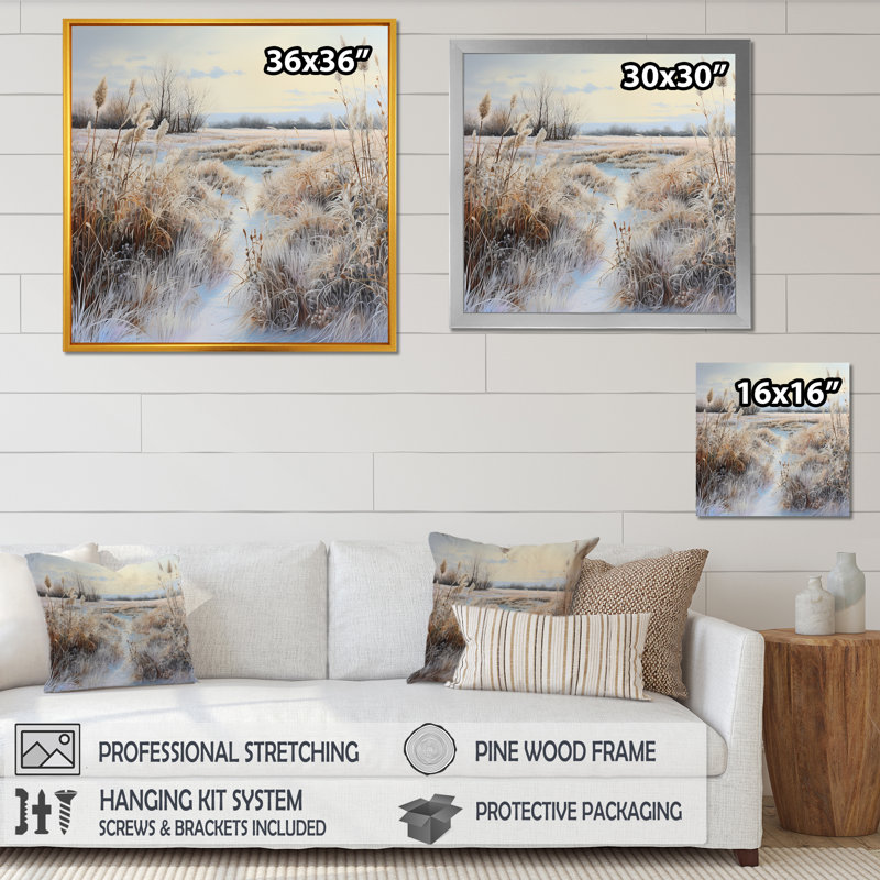 «Plant Beauty Under Winter Charm», reproduction sur toile, Cadre naturel flottant, H 36 po x l 36 po x P 1,5 po