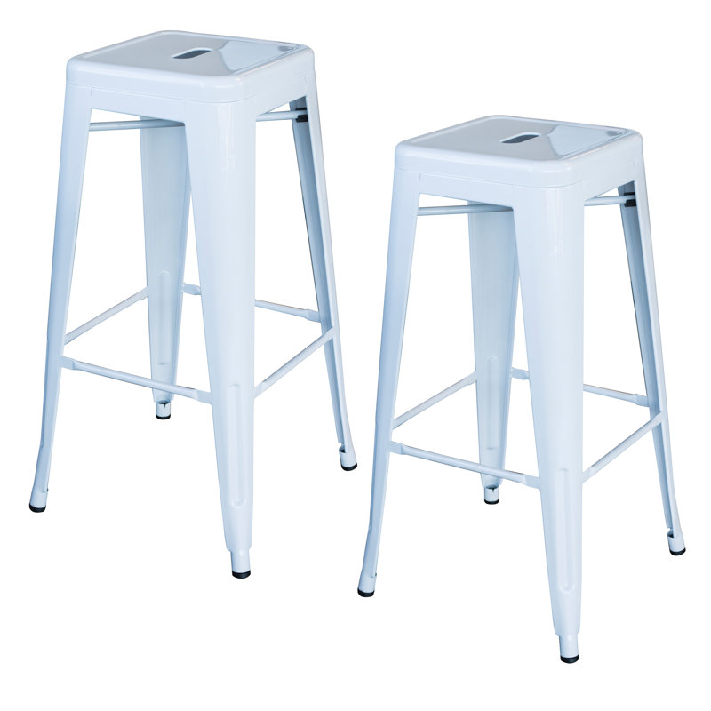 Natascha Counter Stool with Metal Frame, White