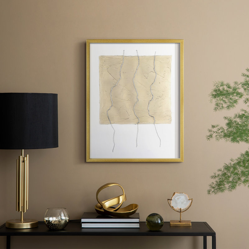 Divided Plot I Framed Print - Solid Wood, 15" H x 12" W, Gold