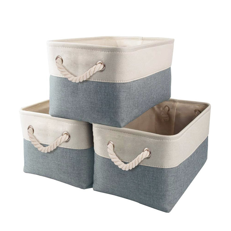 Naomi Decorative Basket, 18 cm H x 36 cm W x 26 cm D, Cold Grey/White