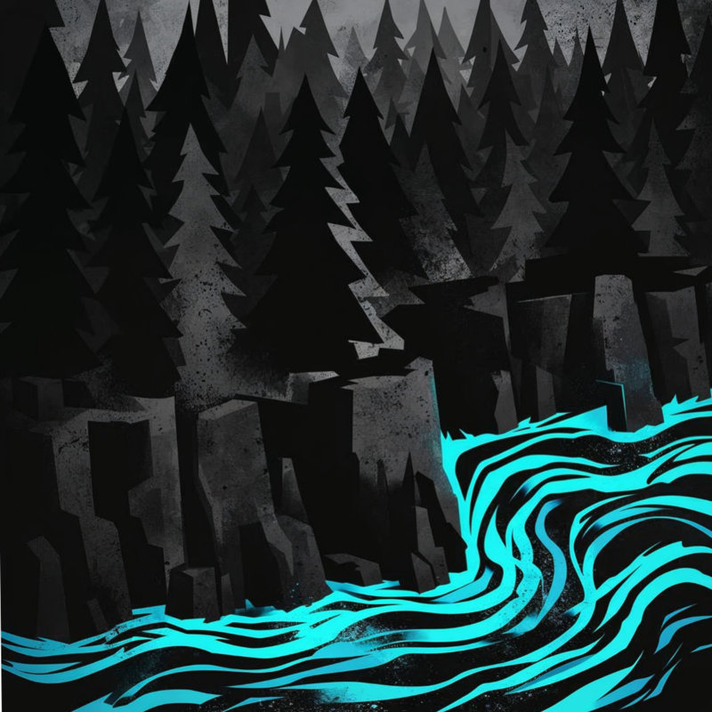 Rideaux de douche Pine River, L 70 po x H 72 po, Noir, bleu clair