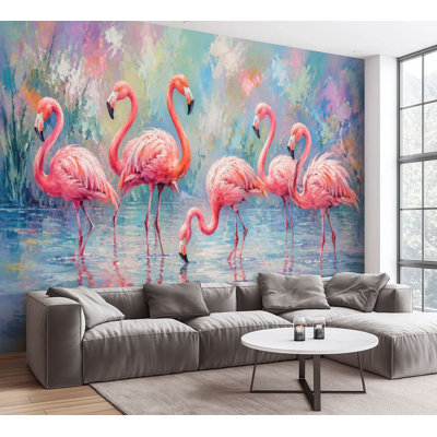 Papier peint adhésif autocollant rose vibrant aquarelle abstraite, scène humide, reflets, papier contact amovible et mural, pour salon, chambre à coucher H 100 po x l 144 po