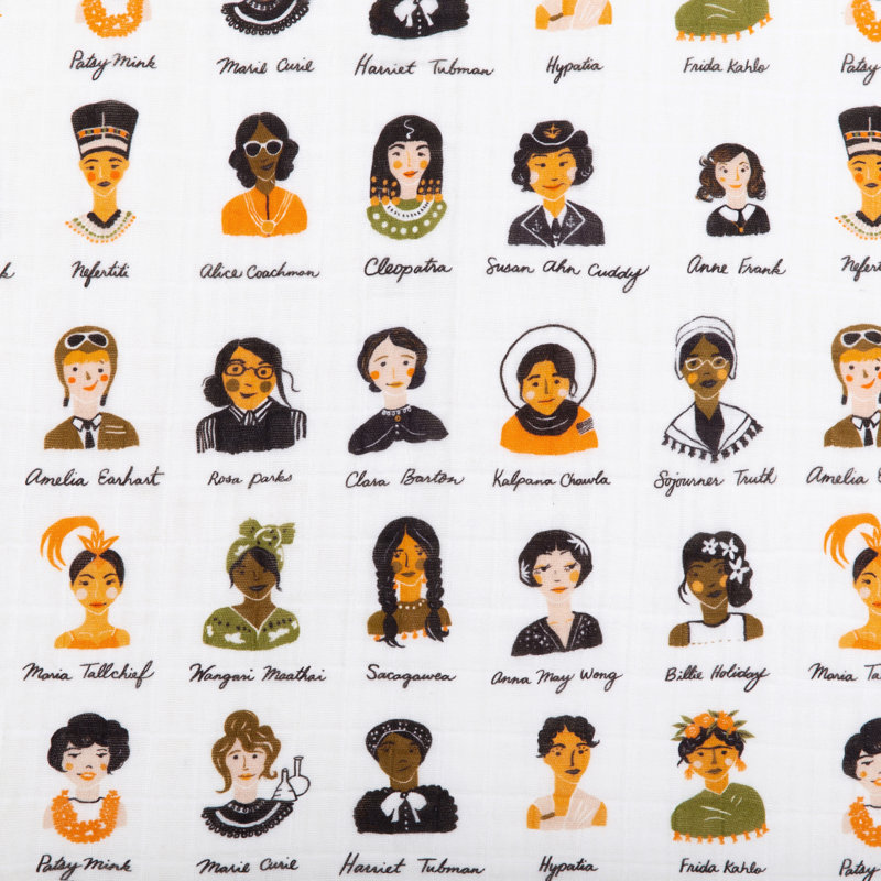 Women in History Muslin Fitted Crib Sheet