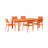 Cinya Modern Outdoor Aluminum 7-Piece Extension Dining Set With Stackable Chairs & Built-In Leaf Storage, Orange-1373936716
