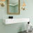 47''  Wall Mount Bathroom Vanity with Stone Resin Sink, White Floating Vanity Sink, Rectangular Vessel Sink for Bathroom, Modern Trough Design Matte White