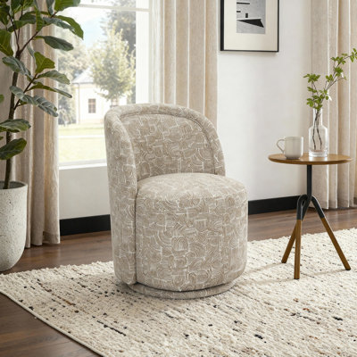 Modern Upholstered Chenille Swivel Barrel Dining Chair