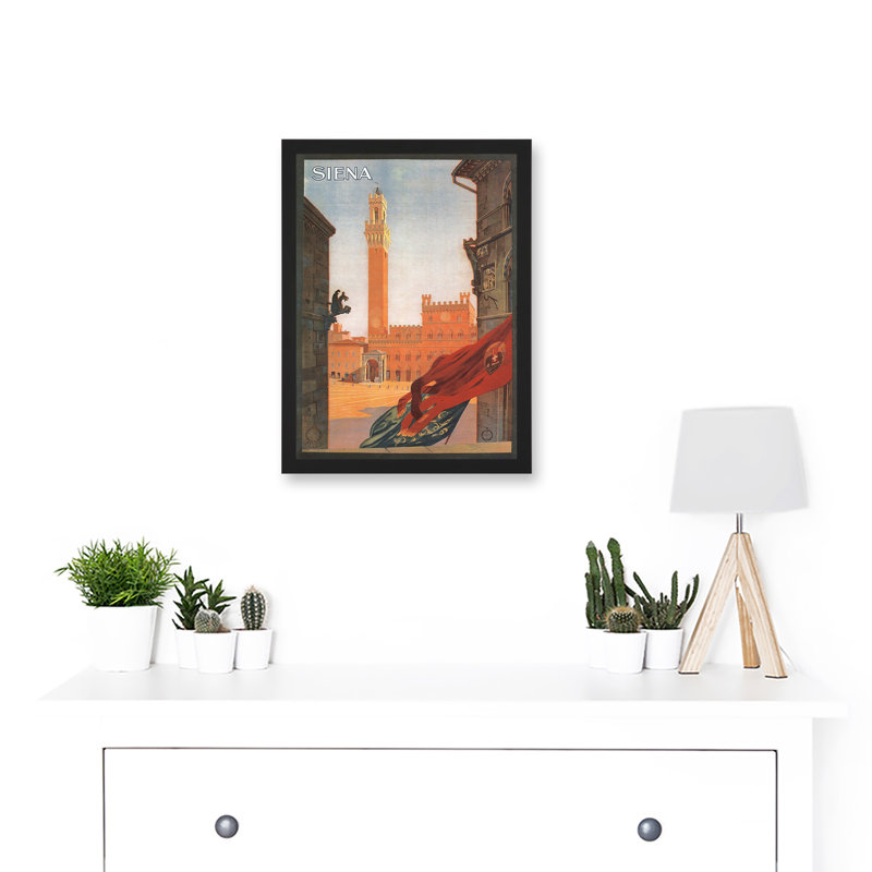 Vintage Travel Advert Siena Torre Del Mangia Italy - Single Picture Frame Print