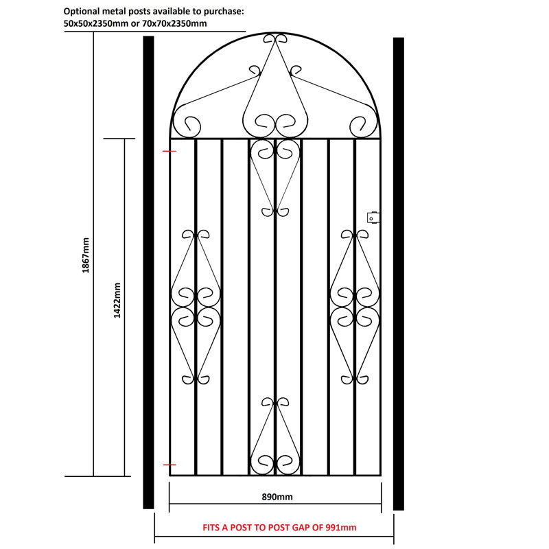 Suez Black Metal Gate, 99cm W X 187cm H