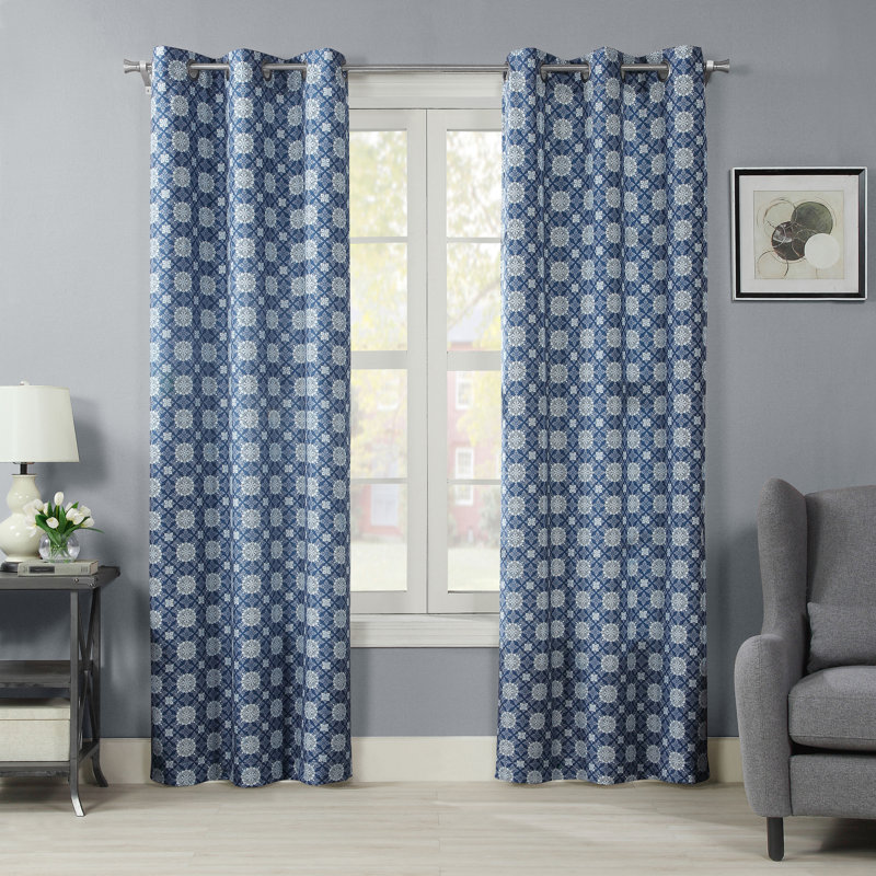 Buntingford Room Darkening Curtain Single Panel, Blue