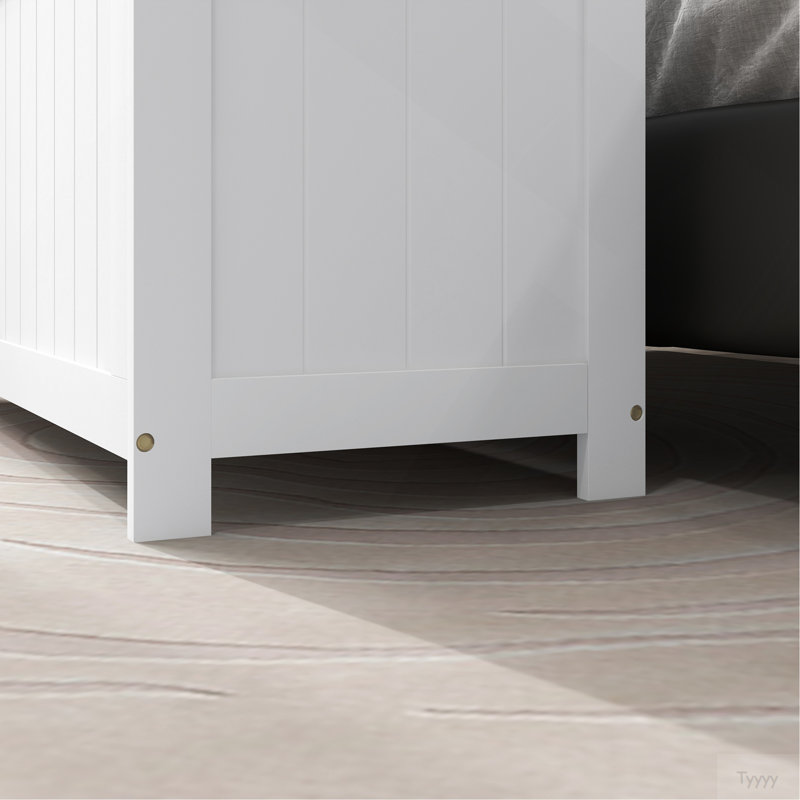 HOMCOM 39.4" Storage Chest W/ 2 Safety Hinges, Wooden Box, White, White