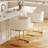 26" Counter Height Bar Stools Set of 2, Barrel Counter Stools With Backrest, Linen Snow White Gold Metal Base-496131572-496131583-496131568