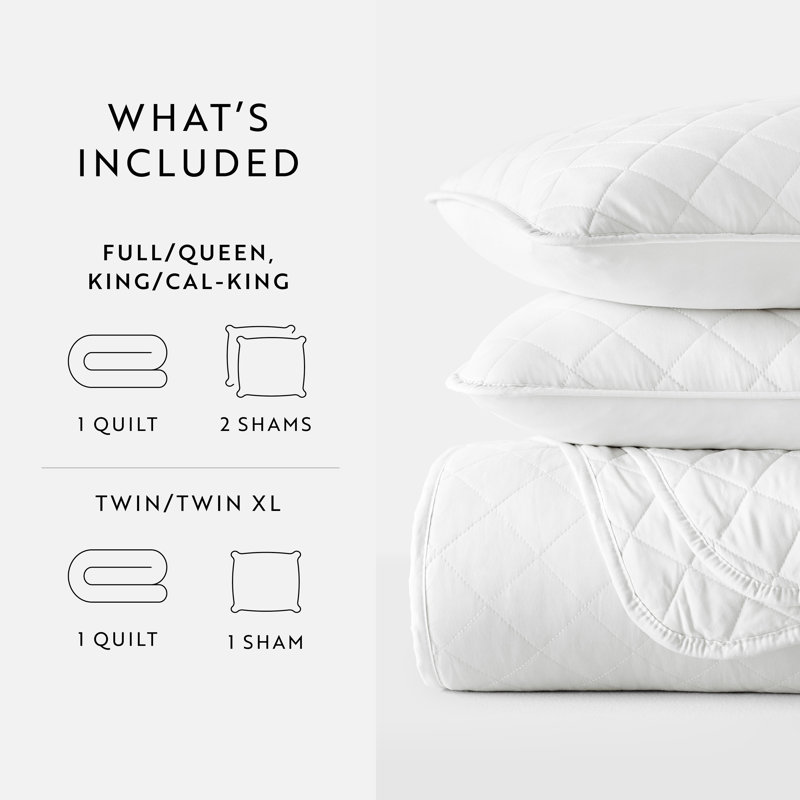 White Microfiber Twin Reversible Quilt Set with Shams