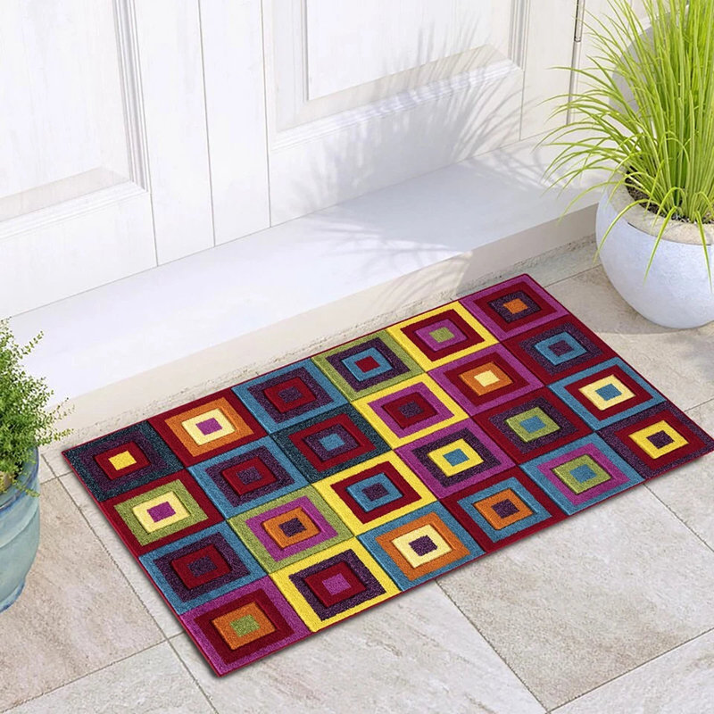 Square Pattern Soft Pile Rug & Runner – Heavy Duty, Easy Clean Polypropylene Carpet, Runner 60 x 220cm