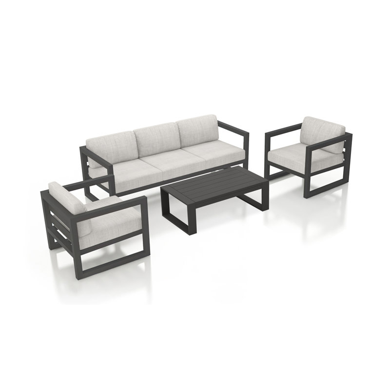 Avion Outdoor 4 - Piece Conversation Set, Cast Silver Sunbrella®
