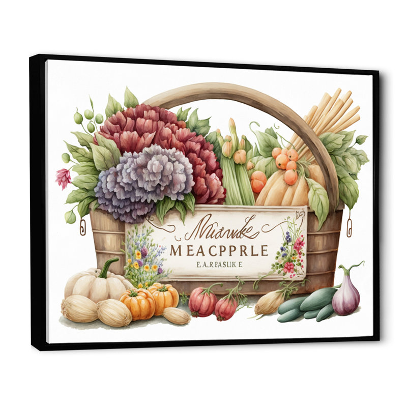 «Fruit in Basket I», reproduction sur toile, L 20 po x H 12 po, Toile avec cadre flottant noir