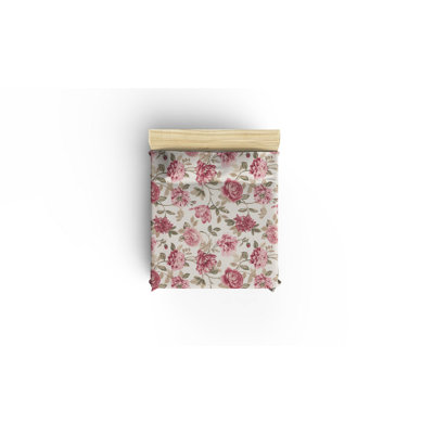 Premium Single Pique Bedding (100% Cotton), 55 x 79, Pink & Ecru & Beige | Non-Elastic, Machine Washable at 86°F | Soft & Durable, Perfect for Cozy Bedrooms & Guest Rooms, Luxurious Feel with 280 GSM