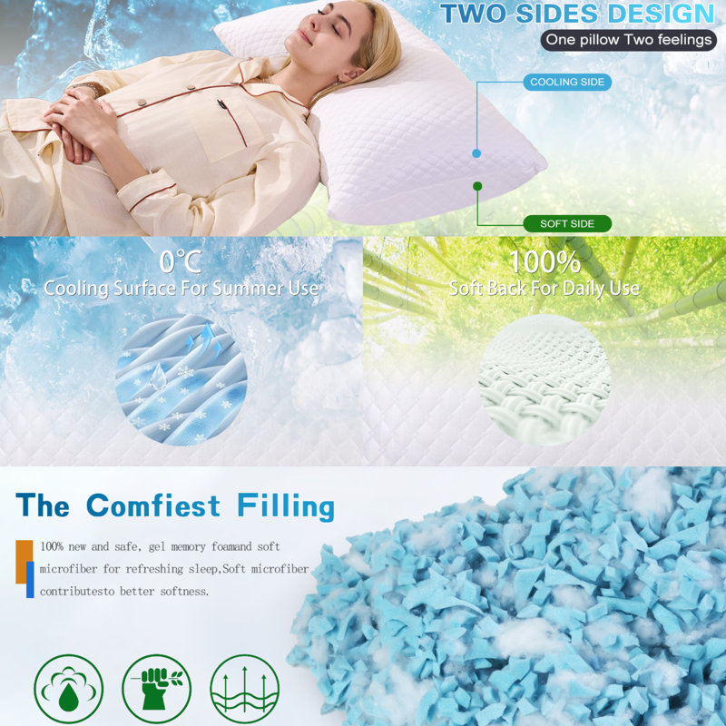 Ntcoco Cooling Bed Pillows With Shredded Memory Foam (set Of 2)