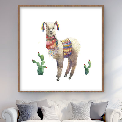Lama Parade - Children's Art Clothes Framed Print for Decor