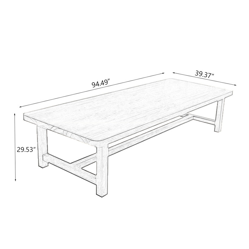 Bureau rectangulaire en bois massif Burlywood, H 29,53 po x l 94,49 po x P 39,37 po