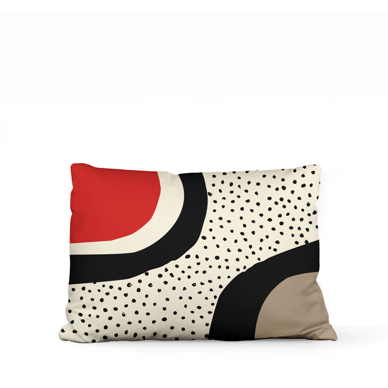 Willow Abstract Outdoor Reversible Throw Pillow, Red/Off White/Beige/Black