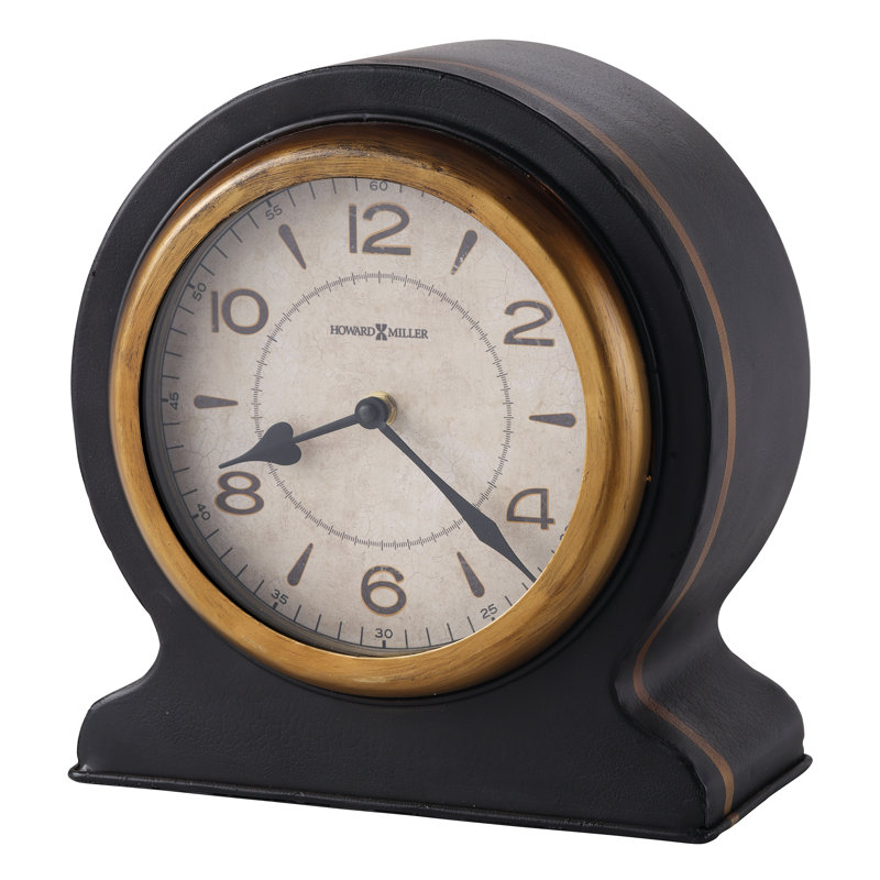 Imogene Traditional Analog Metal Quartz Movement / Crystal Tabletop Clock in Black/Gold/White