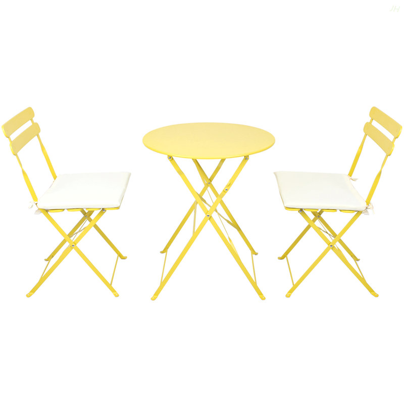 Ensemble 3 pièces de chaises bistro et de patio bistro Metail - Jaune, Jaune
