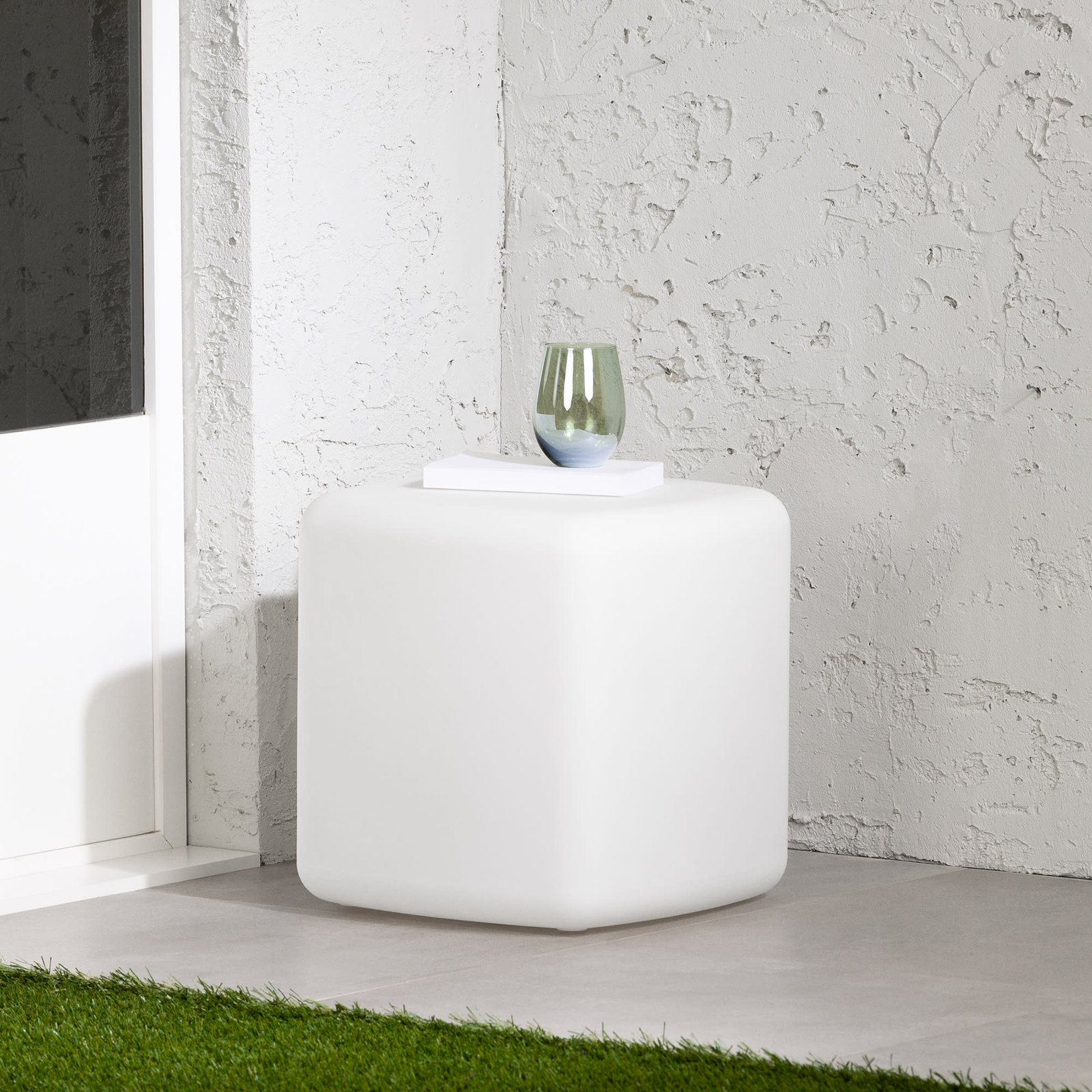 Dalya 16'' Plastic / Acrylic Outdoor Side Table, White