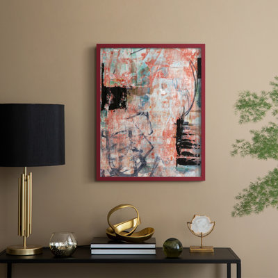 «Tangerine & Teal I», reproduction encadrée - bois massif