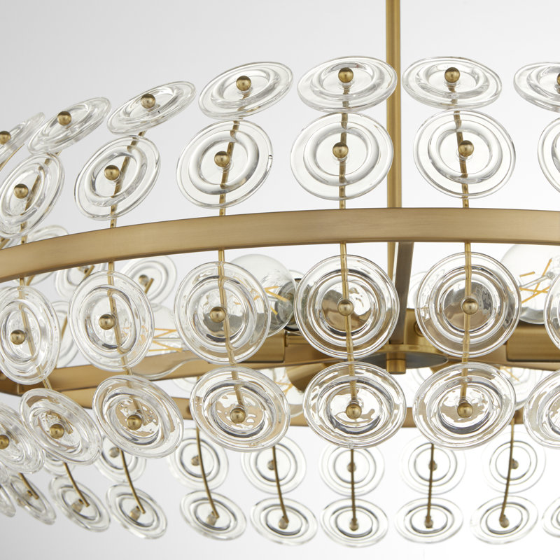Selena 6 - Light Steel Dimmable Round / Oval Chandelier, Aged Brass