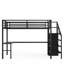 Lit mezzanine polyvalent en métal avec bureau en L et rangement intégré