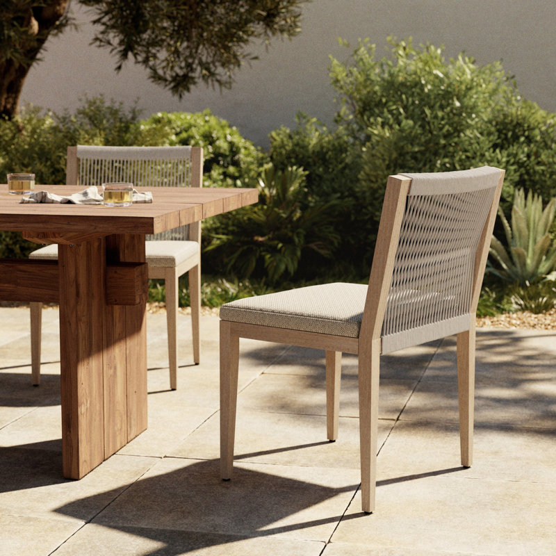 Dimitri Outdoor Dining Side Chair, Faye Sand, Gray