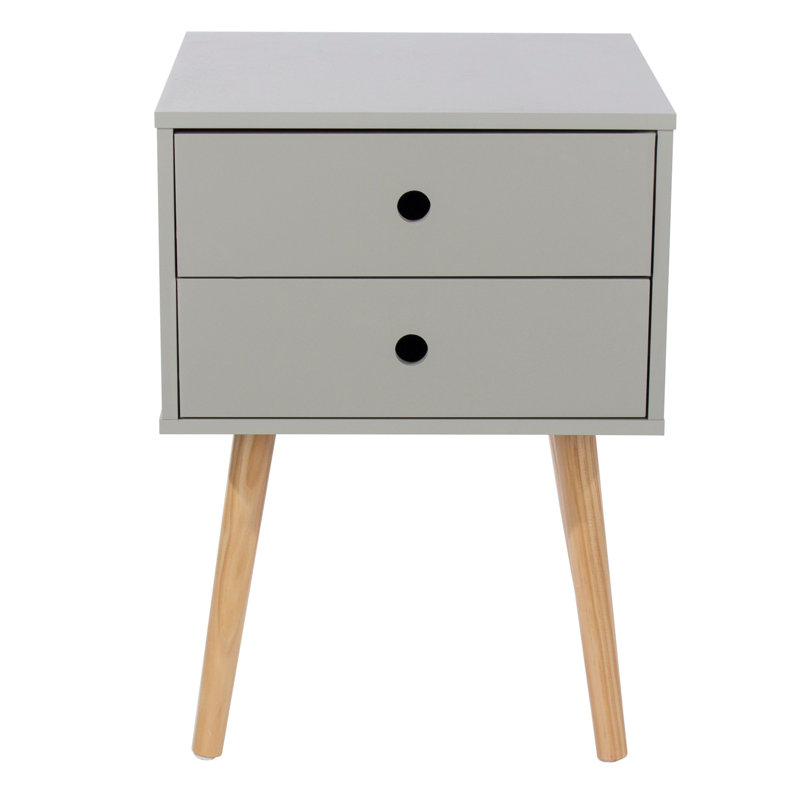 Omarion Premium 2 Drawer Bedside Table - Stylish Two-Tone Nightstand Cabinet, Grey