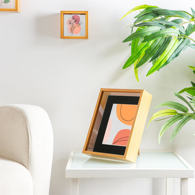 Nicola Spring - 3D Deep Box Photo Frame, 13cm x 18cm, Light Wood/Black