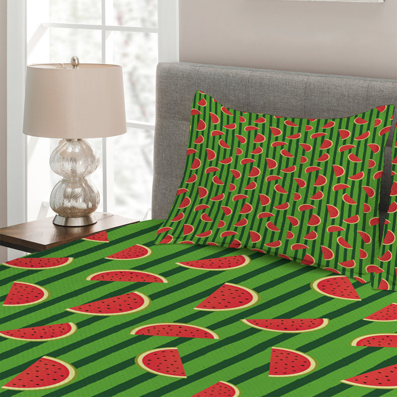 Melon Coastal Polyester Coverlet, King Bedspread + 2 Shams