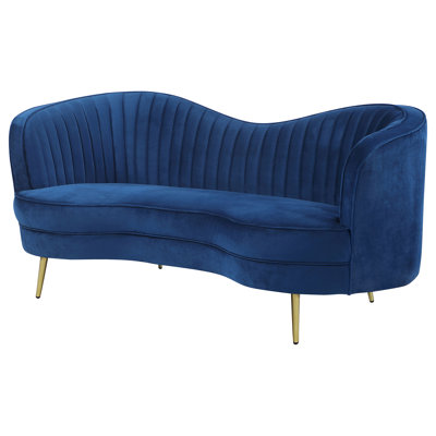 Marsden Blue Upholstered Vertical Channel Tufted Loveseat