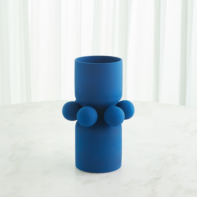 Hera Handmade Ceramic Table Vase, Cobalt, 14" H x 9" W x 9" D