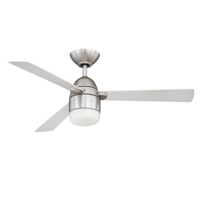 Satin Nickel 42'' Ceiling Fan with Opal Glass Light