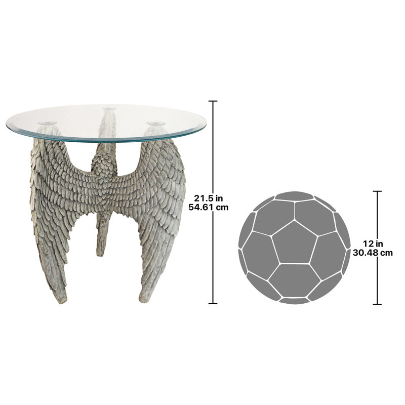 Angel Wings 21.5'' Tall Glass End Table