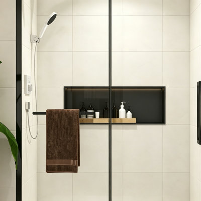 S-RM6076TC Porte de douche coulissante l 56-60 po x H 76 po, porte de douche en verre sans cadre avec quincaillerie chromée, barre à serviettes et poignée, livraison directe disponible