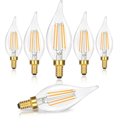 Dimmable E12 LED Candelabra Bulb 40W Equivalent 460LM Soft Warm White 2700K Candle Light With Vintage Flame Tip