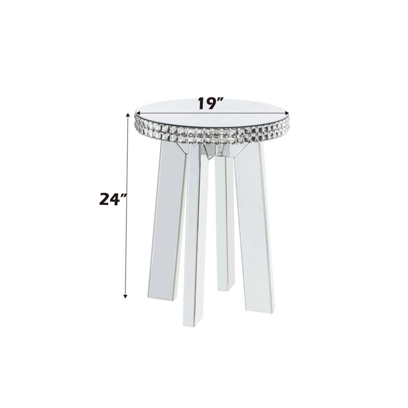 Table de bout Lotus, cristaux en miroir et faux glaçons