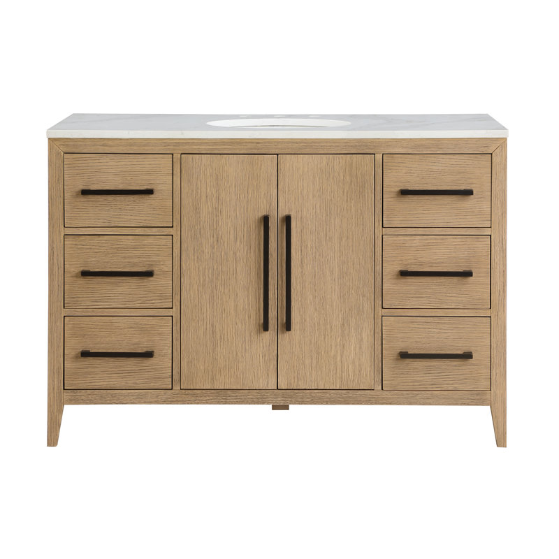 Alsup 48'' W Vanity, Wire Brushed Oak